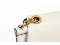 Sandro Contemporary Ivory Leather Flap Shoulder Bag, Chain Decorated Strap