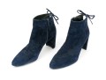 Stuart Weitzman Handsome Blue Suede Tie Back Side Zip Bootie, Size 8 1/2 M