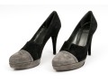 Stuart Weitzman Black And Grey Suede Platform Stiletto Pumps, Size 5.5