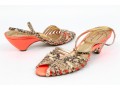 Walter Steiger Fun Orange Neon And Snakeskin Sandals, Size 37