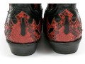Panhandle Slim Fabulous Black Leather Cowboy Boots With Red Snake Patterning, Size 6