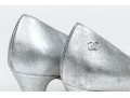 Chanel Striking Metallic Silver Leather Pumps, Size 36 1/2