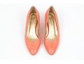 Walter Steiger Fun Coral Snakeskin And Orange Heeled Pumps, Size 36 1/2