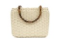 Gucci Lovely Woven Ivory Leather Bamboo Top Handle Bag