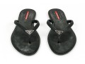 Prada Fun Textured Black Rubber Flip Flops, Size 38