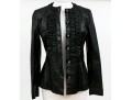 Tory Burch Beautiful Black Leather Ruffled Button Front Leather Jacket, Size 6