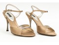 Dolce & Gabbana Bedazzled Champagne Beige Satin Sandals, Size 39