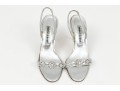 Manolo Blahnik Beautiful Bedazzled Silver Metallic Sandals, Size 38