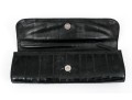 Badgley Mischka Beautiful Vintage Black Leather Baguette Clutch, Bedazzled Top