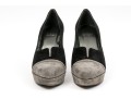 Stuart Weitzman Black And Grey Suede Platform Stiletto Pumps, Size 5.5