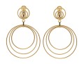 18K Italian Graduated Pendant Hoop Clip-On Earrings