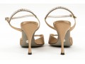 Dolce & Gabbana Bedazzled Champagne Beige Satin Sandals, Size 39