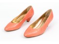 Walter Steiger Fun Coral Snakeskin And Orange Heeled Pumps, Size 36 1/2