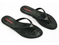 Prada Fun Textured Black Rubber Flip Flops, Size 38