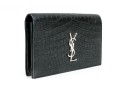 Saint Laurent Beautiful Black Crocodile Grained Leather Clutch