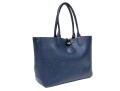 Longchamp Striking Navy Blue Leather Top Handle Tote Bag, Pinkish Red Interior