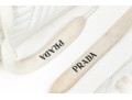 Prada Breezy White Leather Quilted Sneakers, Size 36 1/2