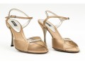 Dolce & Gabbana Bedazzled Champagne Beige Satin Sandals, Size 39
