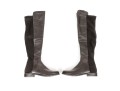 Stuart Weitzman Handsome Brown Leather And Stretch Knee High Pull On Boot, Size 8M