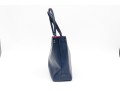 Longchamp Striking Navy Blue Leather Top Handle Tote Bag, Pinkish Red Interior