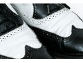 Salvatore Ferragamo Classic Black And White Leather Wing Tip Saddle Shoes, Size 36 1/2
