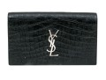 Saint Laurent Beautiful Black Crocodile Grained Leather Clutch