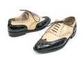 Chanel Classic Black And Tan Leather Wing Tip Saddle Shoes, Size 36 1/2