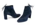 Stuart Weitzman Handsome Blue Suede Tie Back Side Zip Bootie, Size 8 1/2 M