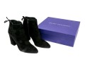 Stuart Weitzman Handsome Black Suede Tie Back Side Zip Bootie, Size 8 1/2 M
