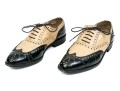Chanel Classic Black And Tan Leather Wing Tip Saddle Shoes, Size 36 1/2