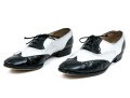 Salvatore Ferragamo Classic Black And White Leather Wing Tip Saddle Shoes, Size 36 1/2