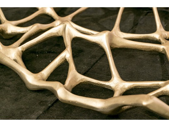 Pair Of Tom Dixon Signed Gold Toned Sculptural Brass Trivets 