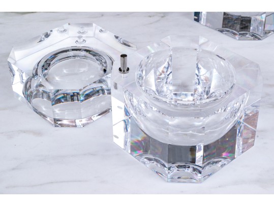 Pair Of MCM Inspired Lucite Octagonal Wine Coolers