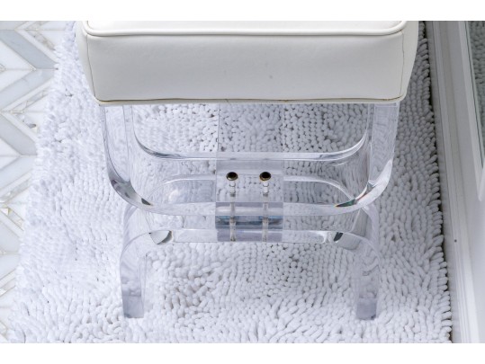 Modernist Waterproof H Studio Vinyl And Lucite Bench