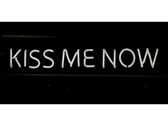 Contemporary Playful Neon Sign “Kiss Me Now” (Original $4,000)