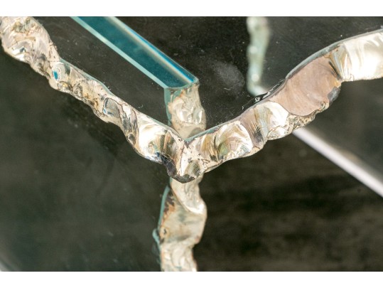Artisanal Faux Live Edge Glass Side Table With Silver Gilt Finishes