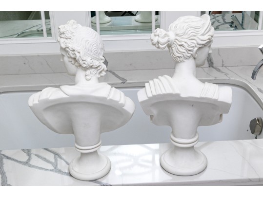 Set Of Two Of Quality Resin Busts, Apollo And Diane