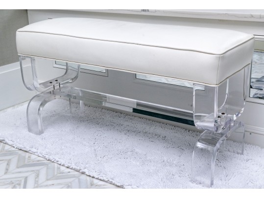 Modernist Waterproof H Studio Vinyl And Lucite Bench