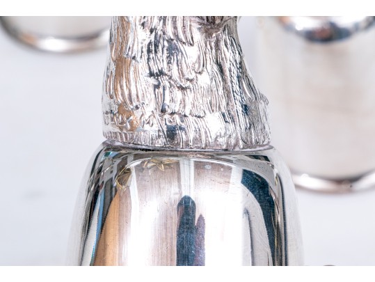 Three Italian Silver-plated Stirrup Cups, Incuding Fox, Boar & Horse 