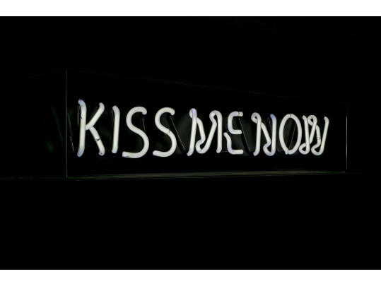 Contemporary Playful Neon Sign “Kiss Me Now” (Original $4,000)