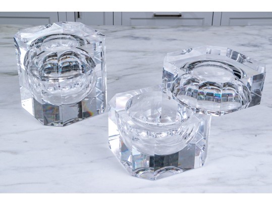 Pair Of MCM Inspired Lucite Octagonal Wine Coolers
