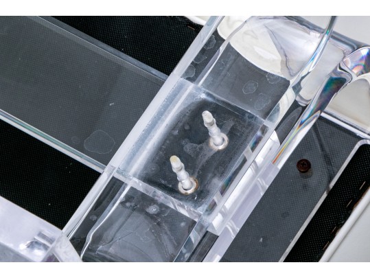 Modernist Waterproof H Studio Vinyl And Lucite Bench