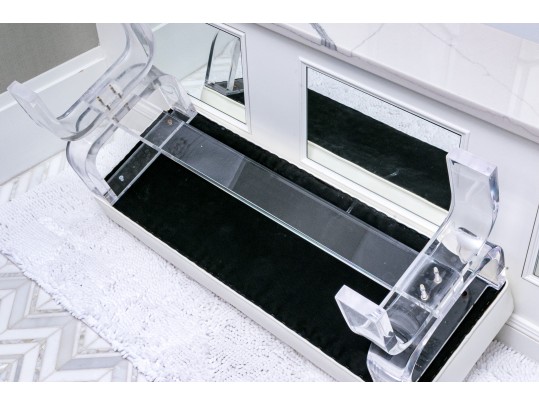 Modernist Waterproof H Studio Vinyl And Lucite Bench