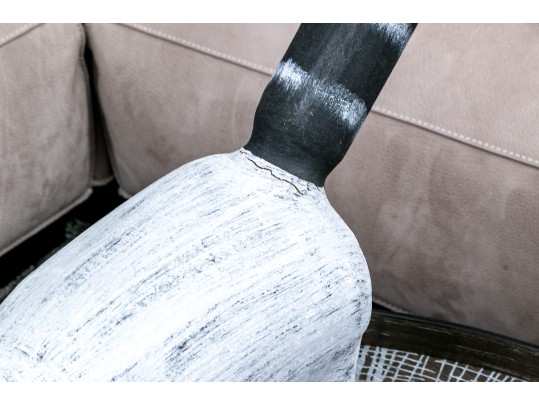 Artisanal, Signed Folk Art Carved And Painted Wood Raccoon