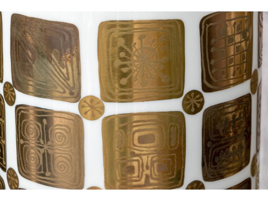 Glamorous Pair Of Bjorn Wiinblad For Rosenthal Studio Line Porcelain Cylindrical Vases, 20th C. 