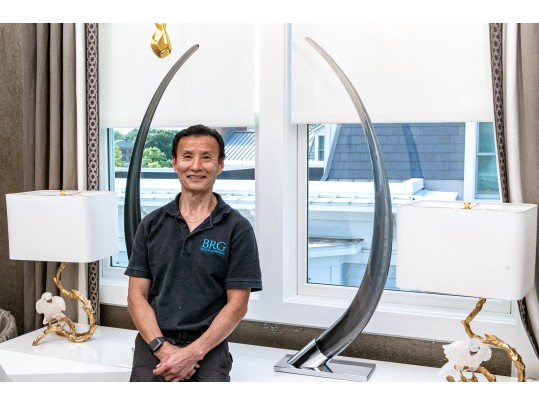 Dramatic Pair Of Jonathan Adler Chrome And Lucite Tusks On Stands