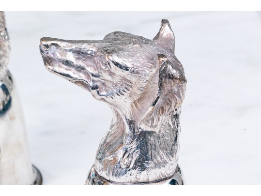 Three Italian Silver-plated Stirrup Cups, Incuding Fox, Boar & Horse 