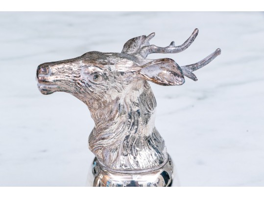 Two Italian Silver-plated Stirrup Cups, Including Wolf & Stag