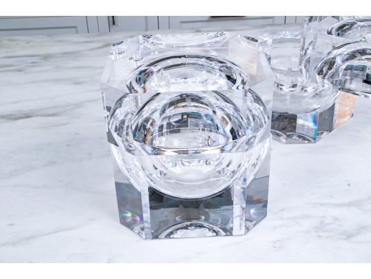 Pair Of MCM Inspired Lucite Octagonal Wine Coolers