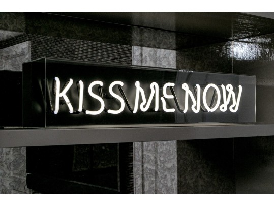 Contemporary Playful Neon Sign “Kiss Me Now” (Original $4,000)